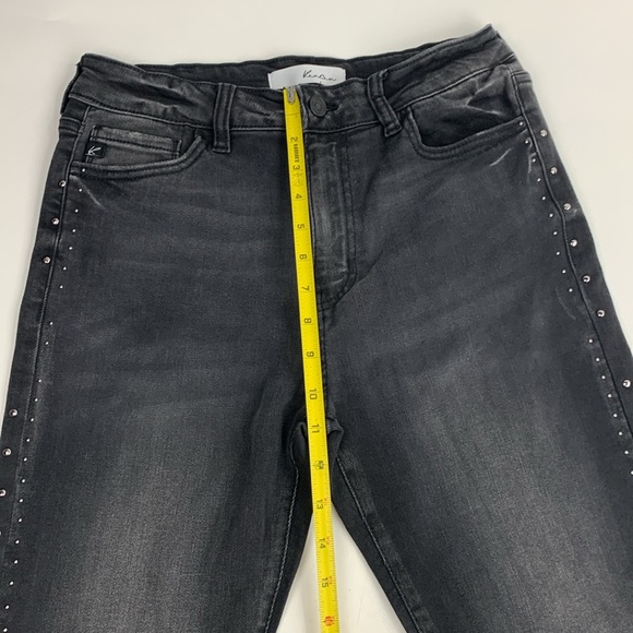 KanCan Faded Black Distressed Side Studs Raw Hem Jeans Sz 11/29 Stretch - Picture 12 of 16